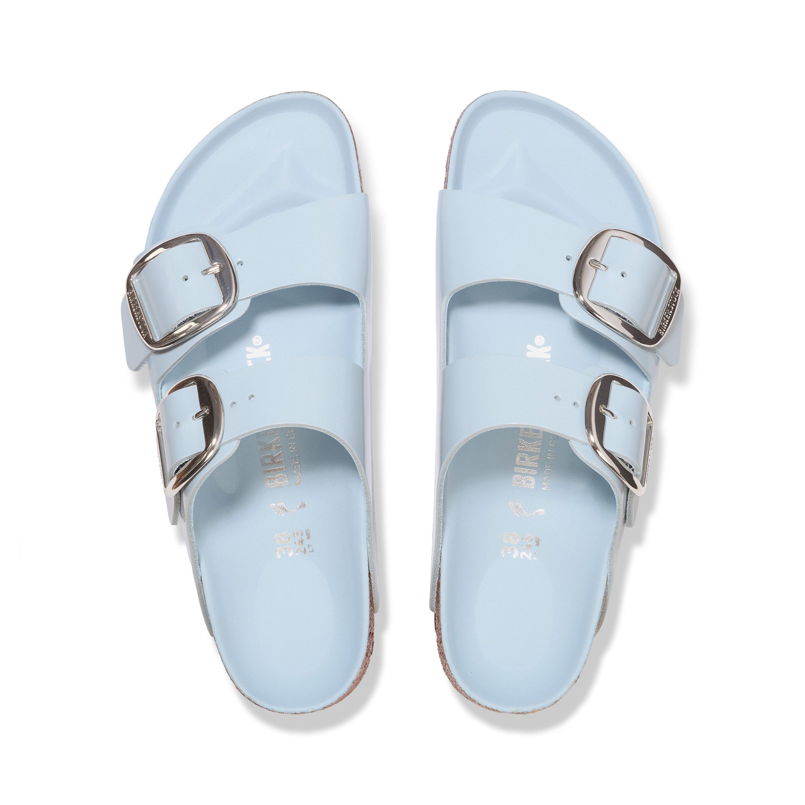 Arizona Big Buckle High Shine Baby Blue Natural Leather Patent - Image 3