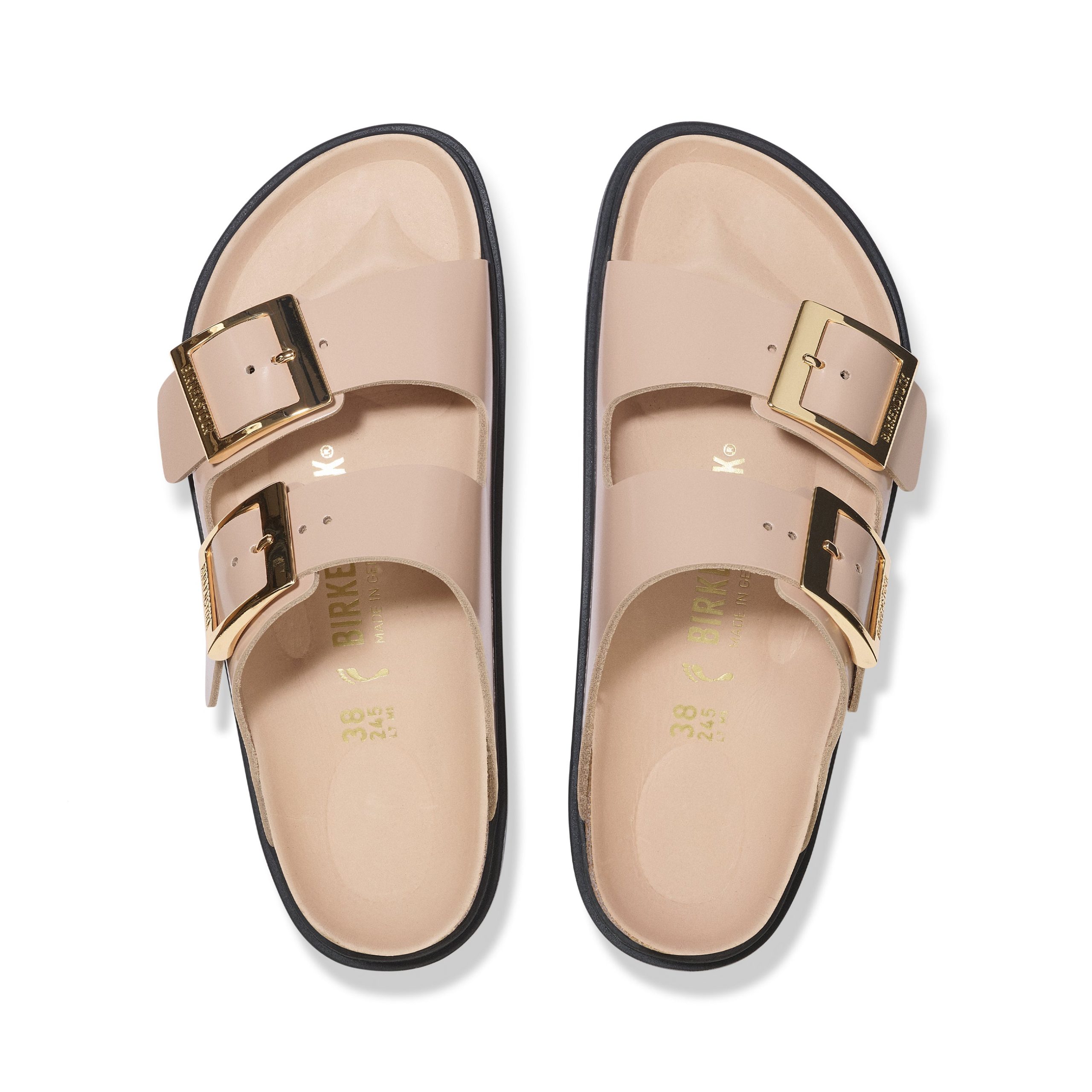 Arizona Droplet Buckle High Shine New Beige Natural Leather Patent - Image 3