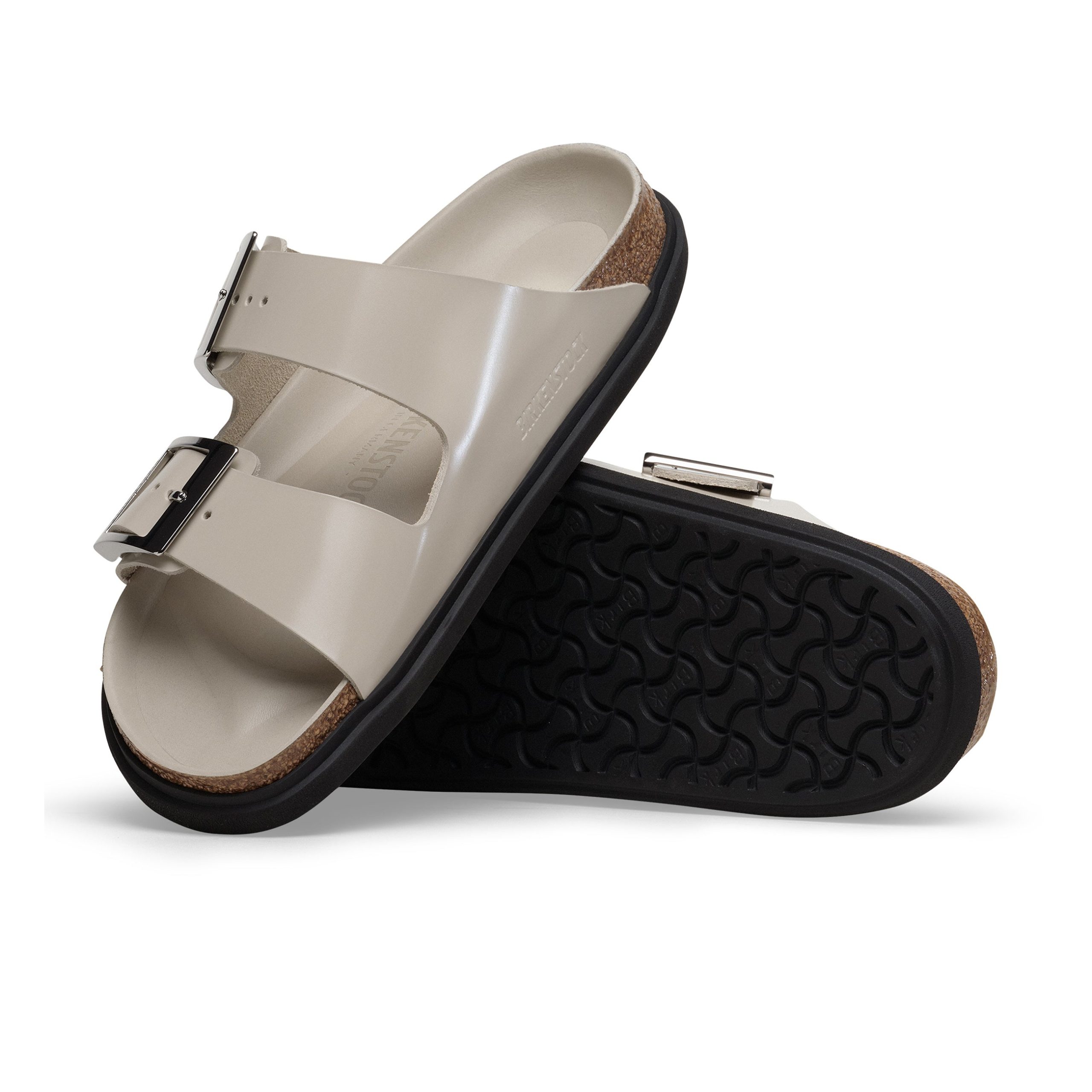 Arizona Droplet Buckle High Shine Oyster Natural Leather Patent - Image 4