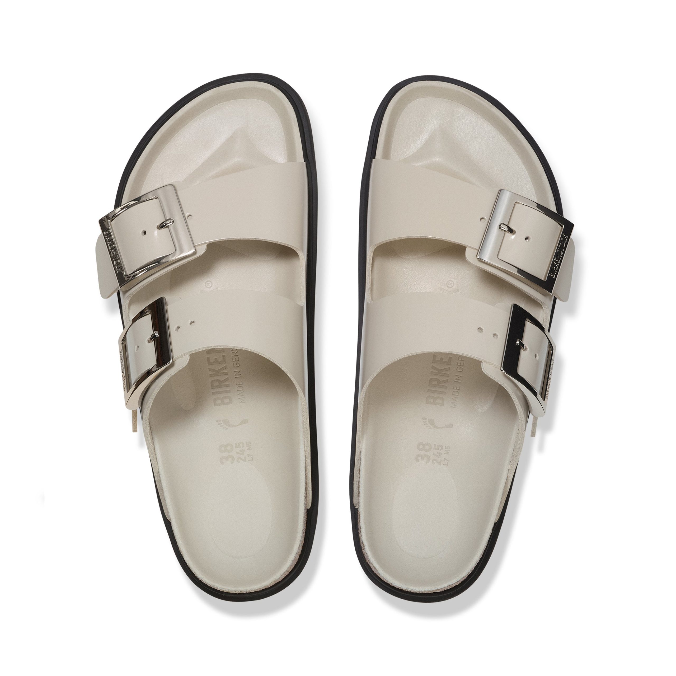 Arizona Droplet Buckle High Shine Oyster Natural Leather Patent - Image 3