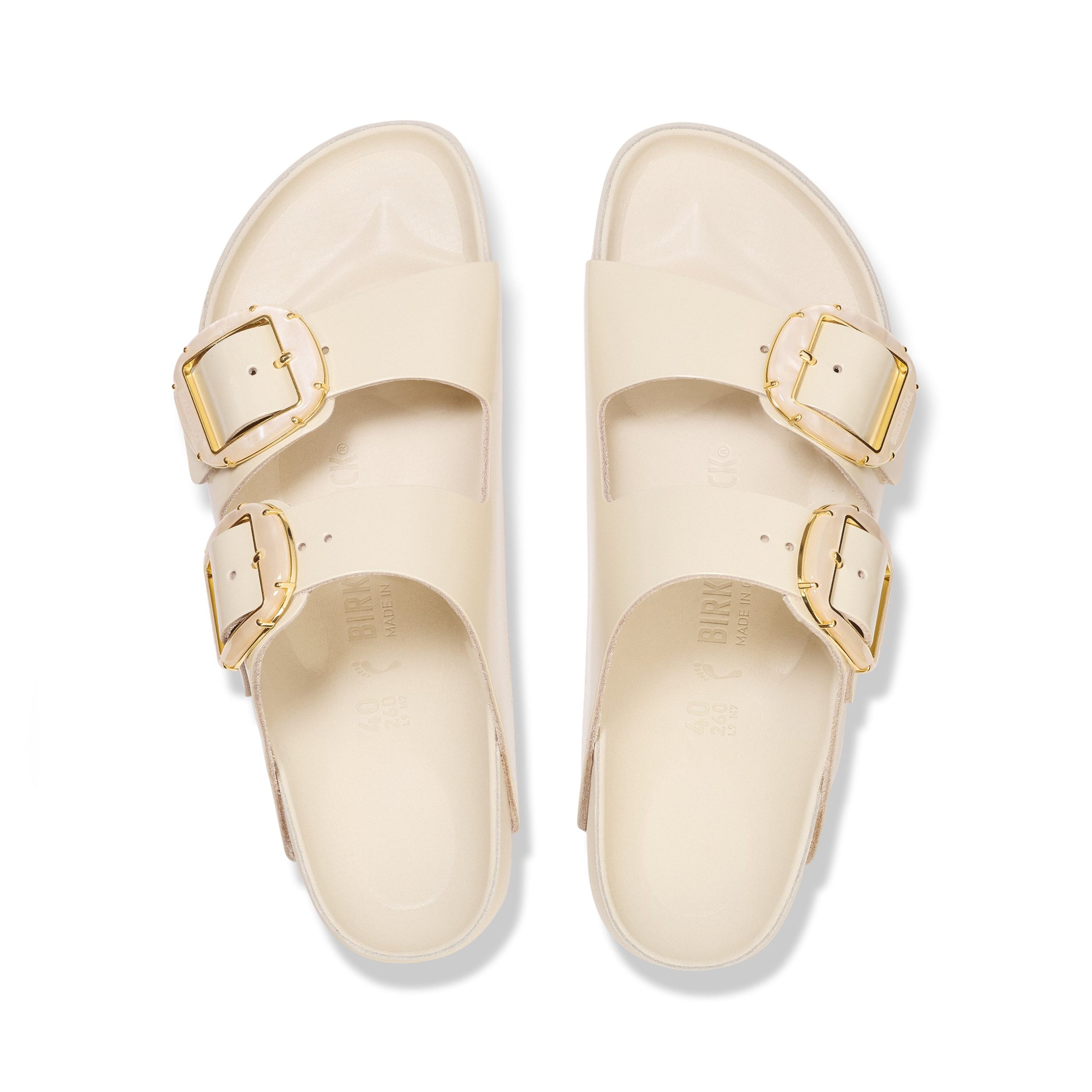 Arizona Pearl Big Buckle High Shine Ecru Natural Leather Patent - Image 3