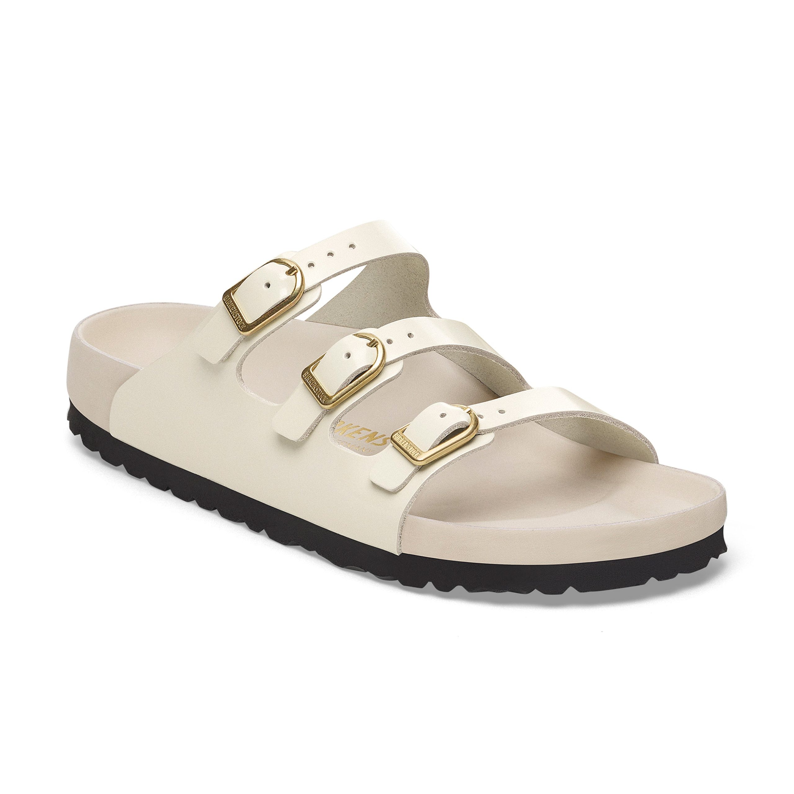 Florida D-Buckle Exquisite High Shine Ecru Natural Leather Patent