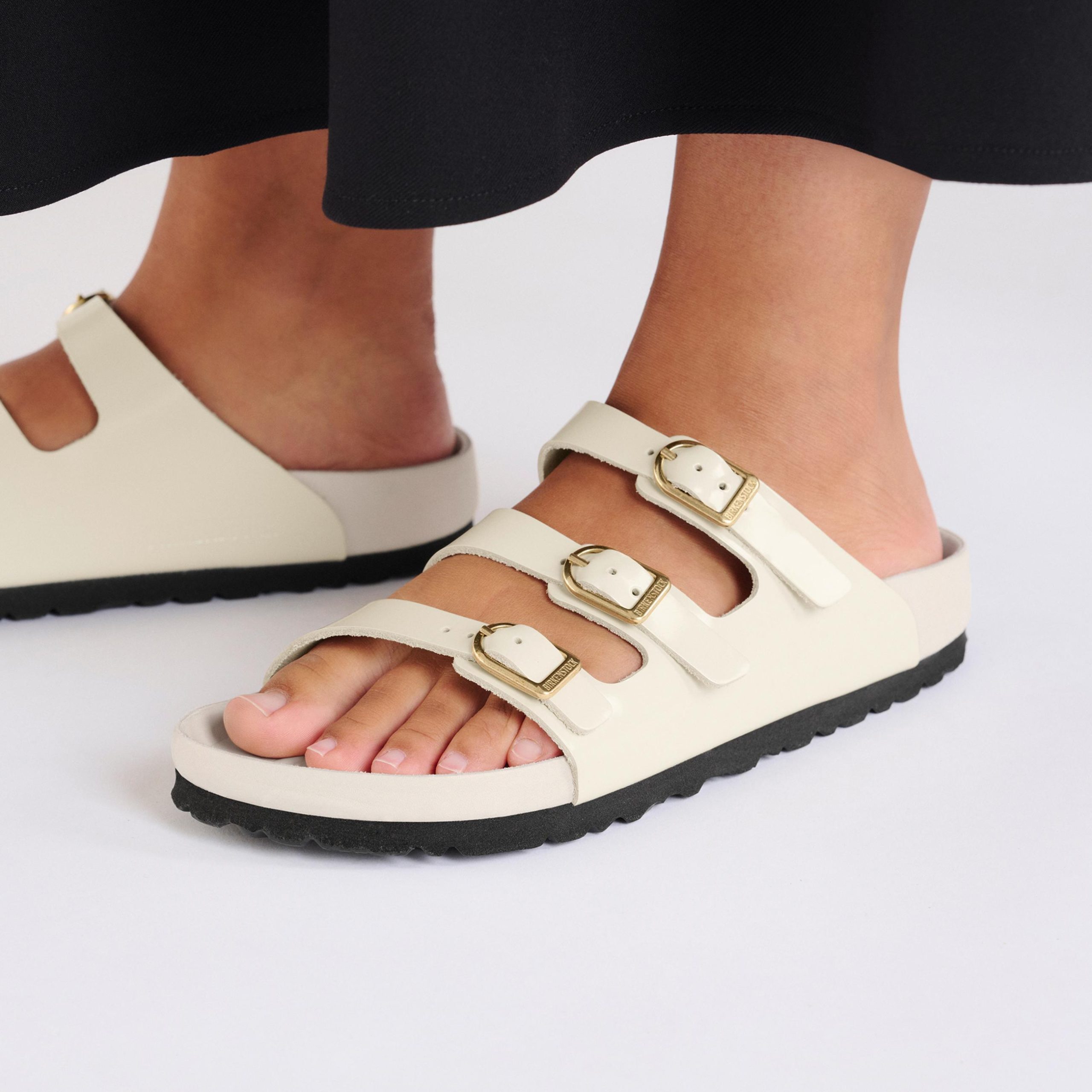 Florida D-Buckle Exquisite High Shine Ecru Natural Leather Patent - Image 5