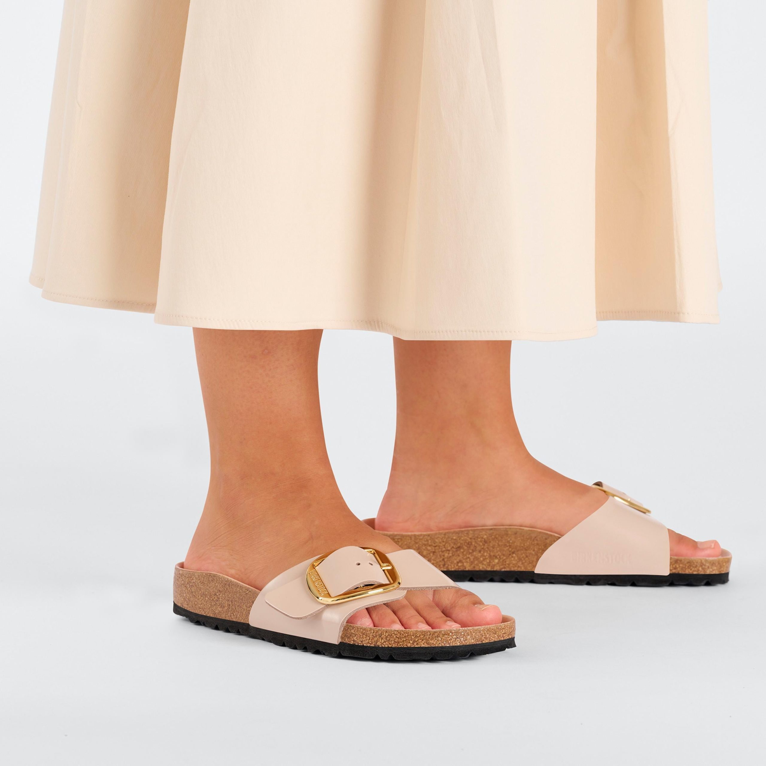 Madrid Big Buckle High Shine New Beige Natural Leather Patent - Image 6