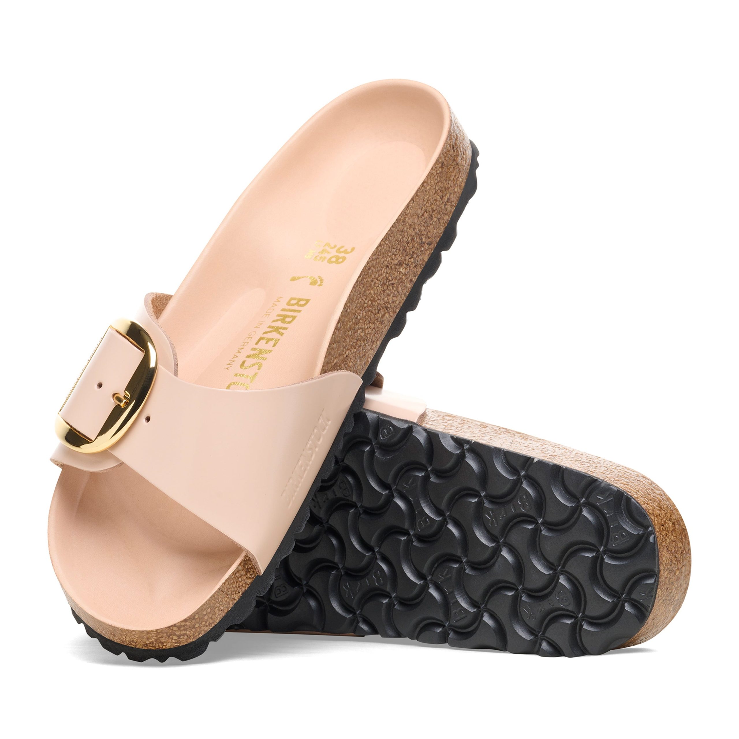 Madrid Big Buckle High Shine New Beige Natural Leather Patent - Image 4