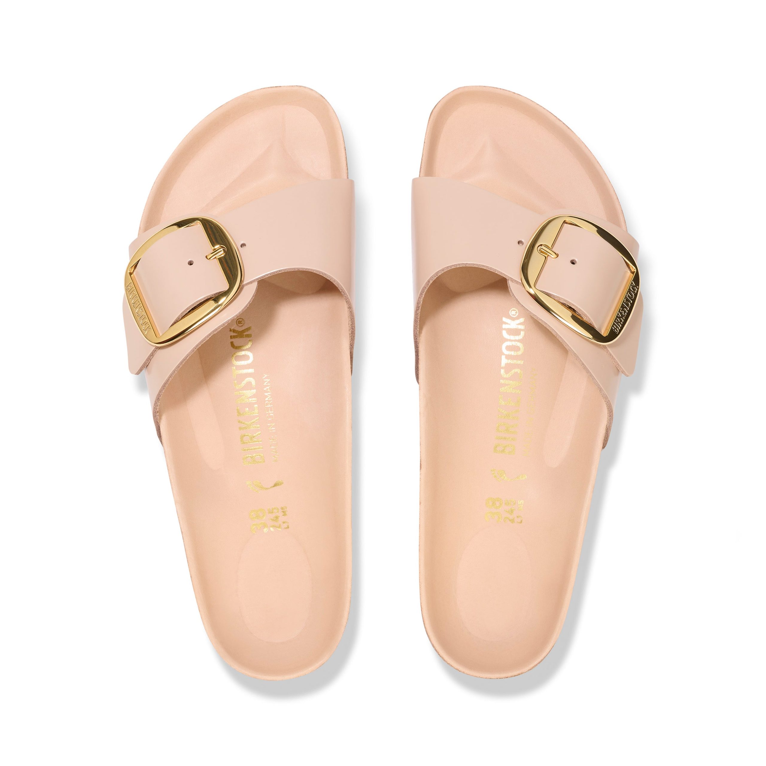 Madrid Big Buckle High Shine New Beige Natural Leather Patent - Image 3