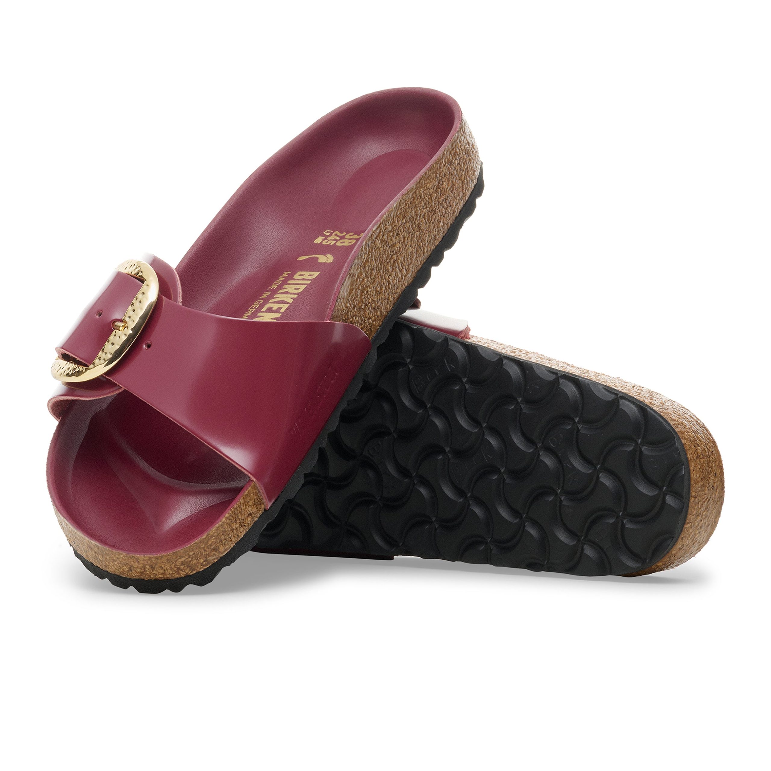 Madrid Hammered Big Buckle High Shine Zinfandel Natural Leather Patent - Image 4