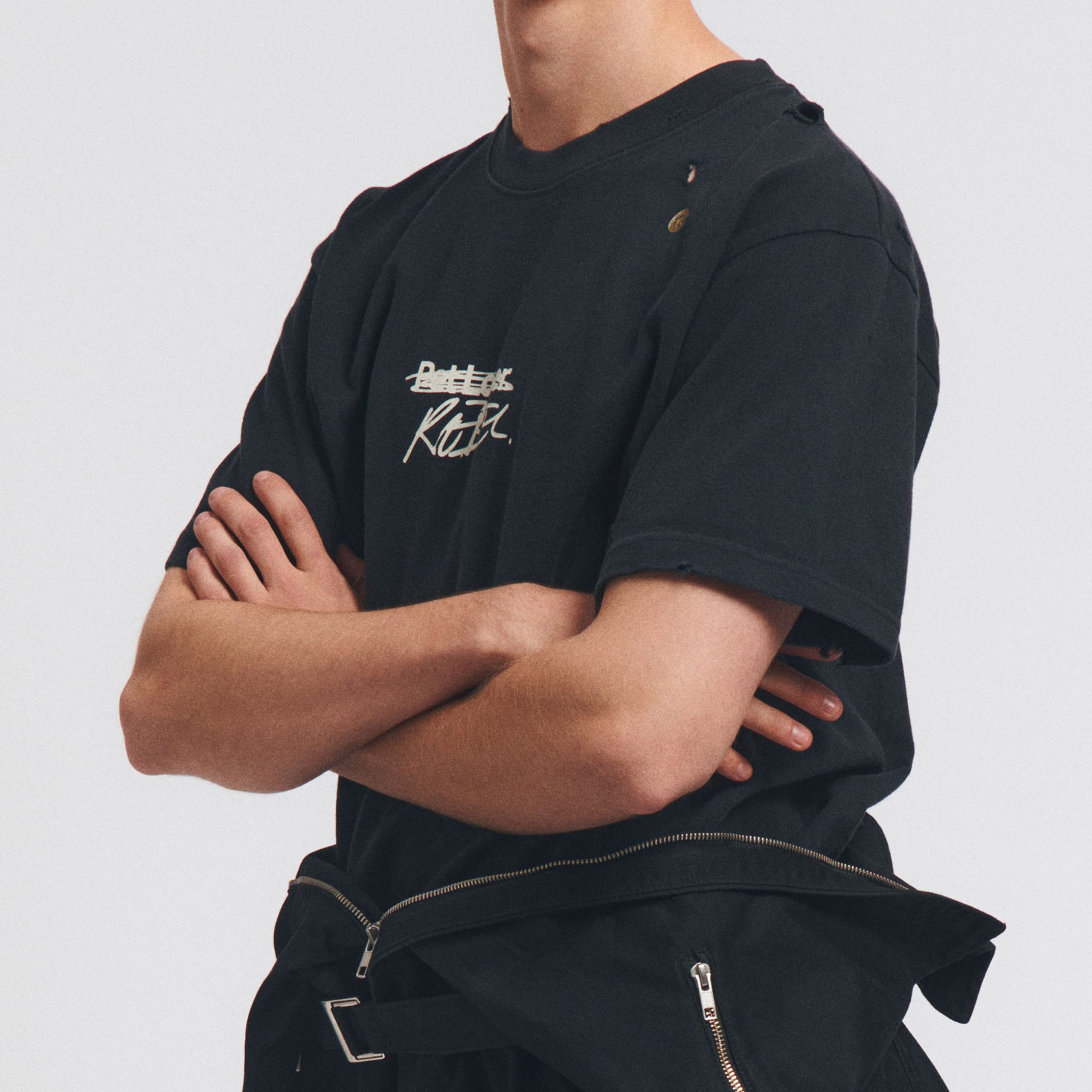 The Rebel Distressed T-Shirt Overdyed Black Cotton - Image 3
